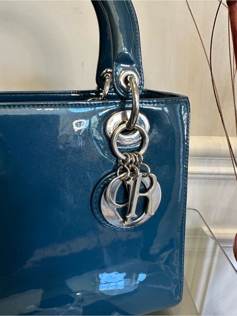 Dior Blue Patent Leather Lady Dior Top-Handle Bag - Picture 4 of 14